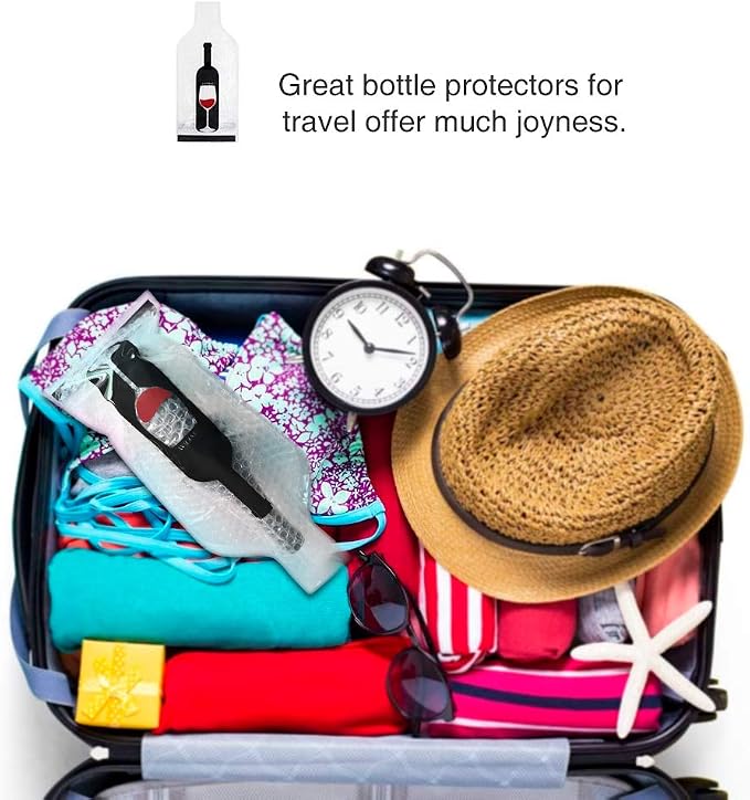 5 Set Reusable Wine Bags for Travel Wine Protector Travel Bag by LIVEBAY | Bottle Travel Case, Unbreakable Wine Sleeve, Leak Proof Wine Bag, Double Layer Wine Protector for Airplane Suitcase