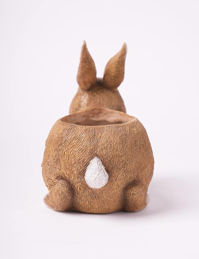 HAUCOZE Rabbit Planter Gifts Statue Animal Sculpture Decor Modern Figurine Arts Polyresin 8.7inch