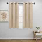 Easy-Going Blackout Curtains for Bedroom, Solid Thermal Insulated Grommet and Noise Reduction Window Drapes, Room Darkening Curtains for Living Room, 2 Panels (34x45 in, Beige)