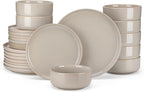 vancasso PLAYA Ceramic Plates and Bowls Sets,24 Pieces Grey Dinnerware Sets for Kitchen,Reactive Glaze Dishes Set for 8, Dishwasher and Microwave Safe