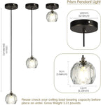 Modern Pendant Light Fixture, Prism Crystal Small Pendant Light for Kitchen Island, Black Crystal Single Pendant Lighting for Dining Room Bedroom