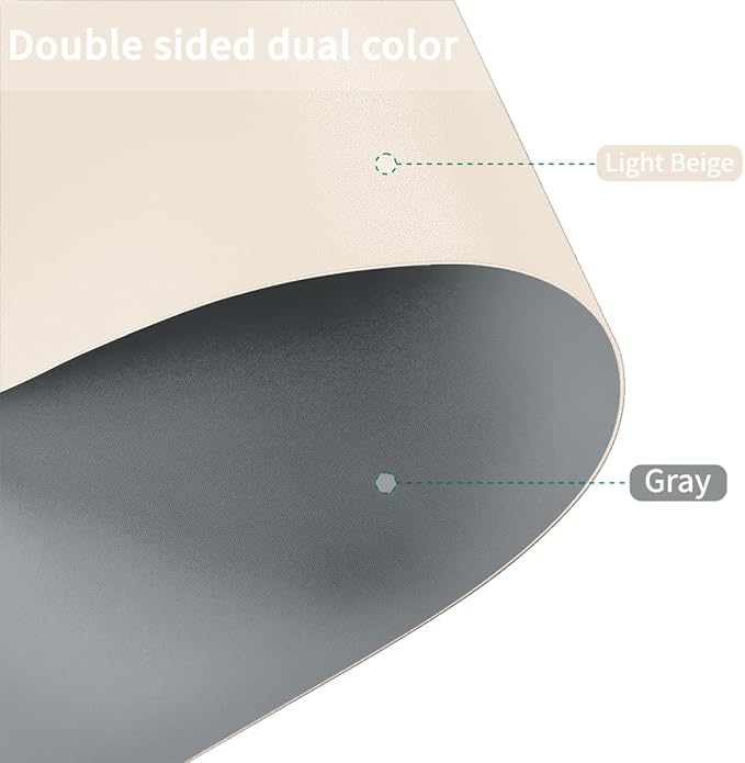 Large Desk Mat - 24x36 Inch Waterproof Anti Overflow Can Cover Up Defects Protect The Surface of Furniture from Scratches Can Be Used for Office Coffee Table Dorm(Off White+Light Gray 24x36)