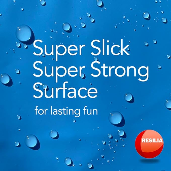 RESILIA - Super Slip Lawn Water Slide XXL, 30 Feet Long x 8 Feet Wide, for Adults and Teens, Powder Blue with Hold Steady Stakes, Made in The USA