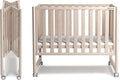 EvoNook 7-in-1 Convertible Mini Crib - Washed White, Portable Folding Baby Mini Crib with 1.5 Inch Mattress, 100% New Zealand Pinewood, 4 Adjustable Mattress Heights