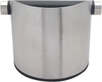 DIBTSA Espresso Knock Box, Stainless Steel Coffee Grounds Knock Box, With Removable Knock Bar and Non-Slip Rubber Base (Silver)