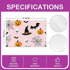 Feelyou Happy Halloween Placemats Set of 4 Pumpkin Lantern Skull Table Mats for Party Kitchen Dining Decoration Holiday Seasonal Pink Orange White Place Mat for Dinner Table Indoor Outdoor 18"x12"