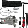 Fishing Knife Set, Fish Cleaning Kit, Filet Knife for Fish, Fish Scale Cleaning Brush, Multi-Functional Scissors, Gloves, Fishbone Tweezers, Storage Bag,Fishing Accessories,Fishing Tool Kit