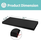 LaVie Home Floating Shelves, 24 Inch Wall Shelf Set of 2, Hanging Shelf with Invisible Brackets, Wall Decor for Bathroom, Bedroom, Living Room, Kitchen Storage, Classic Black