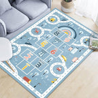 Kids Rug Play Mat, Car Rug, Hopscotch Rug, Hopscotch Mat for Kids, Can Be Used to Play with Cars Kids Carpet Play Mat,(Blue,200×300cm/79×118IN)