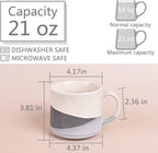 Bosmarlin Large Stoneware Coffee Mug, Big Tea Cup for Office and Home, 21 Oz, Dishwasher and Microwave Safe, 1 PCS (Geometry-Grey)