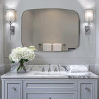 ANDY STAR Brushed Nickel Bathroom Mirror, 30x36’’ Oblong Mirror with Stainless Steel Metal Frame, Silver Oval Vanity Mirror for Over Sink, Modern Anti Rust Wall Mounted