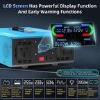 2000W Pure Sine Wave Power Inverter Voice Control AI Voice Assistant Support English 12V to 120V 60HZ with LCD Display, USB Port, for Car Home Laptop Truck