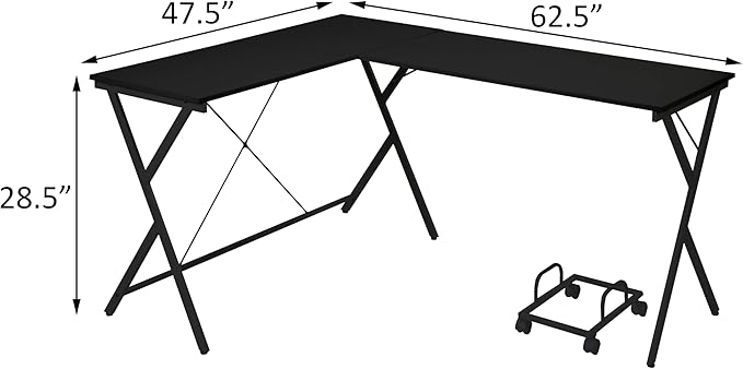 NicBex Kimberly-DW-00049-LWJ Home Office Desks, 62.5"x47.5"x28.5", Black