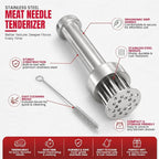 Stainless Steel Meat Tenderizer Tool with 21 Sharp Needles – Blade Tenderizer for Chicken, Beef, Steak – Heavy Duty Meat Pounder Hammer, Easy Grip Kitchen Gadget for Cooking & Chef Tools