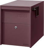 Adoorn Lockable Post Mount Mailboxes for Outside - Large Anti-Theft Locking Mailbox for Packages and Letters - Weatherproof Construction - Durable Steel - 15.5" H x 12" W x 18.5" D - Malbec