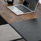 47 inch Study Storage Bag Space Saving for Home Office, Modern Simple Style PC Metal Frame Computer Desk, Writing Table, Brown, Black