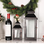 NEEDOMO Lanterns Decorative Outdoor&Indoor, Set of 4 (14"&10") Beige Metal Lantern Decor with Glass, Candle Holder for Porch, Patio, Garden, Balcony, Wedding, Table Centerpiece