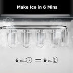 Silonn Ice Maker Countertop, 9 Cubes Ready in 6 Mins, 26lbs in 24Hrs, Self-Cleaning Ice Machine with Ice Scoop and Basket, 2 Sizes of Bullet Ice for Home Kitchen Office Bar Party