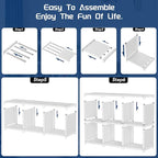 Mavivegue Book Shelf, 18 Cube Storage Organizer, DIY Bookcase, Metal Cube Bookshelf, Tall Book case for Bedroom, Living Room, Office, Closet Storage Organizer, Black Cubicle Storage Rack-White