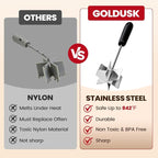 Stainless Steel Meat Chopper, Goldusk 10 Inch Meat Masher Ground Beef Chopper Tool with 6 Curve Blades & Ergonomic Non-Slip Handle, Hamburger Smasher Tool Ground Meat Smasher Dishwasher Safe