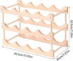 Wooden Wine Rack, countertop Wine Rack, 8-Bottle Stackable Wine Storage Rack, DIY Assembled Wine Holder, Used in Kitchens, countertops, etc (3 Layers of 12 Bottles)