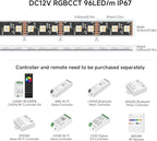 BTF-LIGHTING RGBCCT 5 Colors in 1 LED Tape Lights 5050SMD RGBWW RGB+Dimmable Color Temperature 2700K-6500K 16.4ft 96LED/m 480LED IP67 DC12V Black PCB for Home Decoration(No Adapter or Controller)