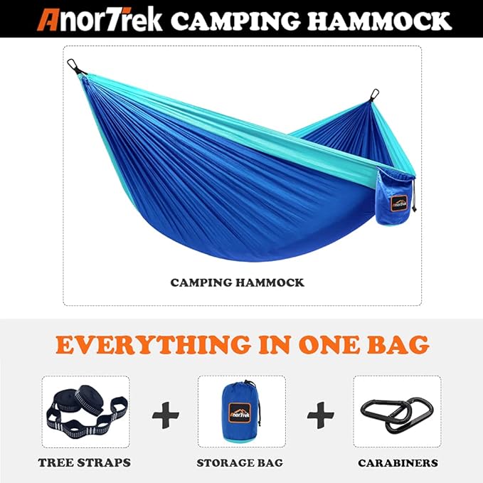 Camping Hammock, Super Lightweight Portable Parachute Hammock with Two Tree Straps Single or Double Nylon Travel Tree Hammocks for Camping Backpacking Hiking