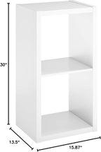 ClosetMaid 2 Cube Storage Shelf Organizer Bookshelf with Open Back, Vertical or Horizontal, Easy Assembly, Wood, White Finish