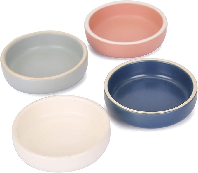 WHJY 3.5 inches Set of 4 Ceramic Sauce Dishes Side Dish Sushi Dipping Bowls, Matte Glaze Porcelain Tableware Serving Dish Appetizer Plates Stackable Ramekins