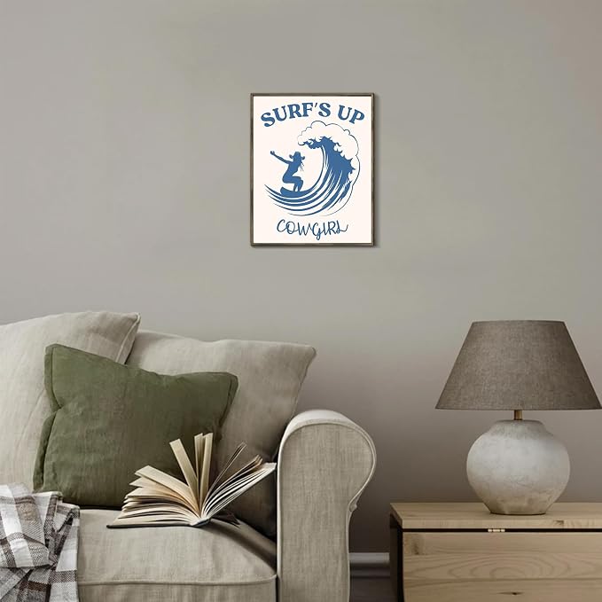 XOCUUI Coastal Cowgirl Wall Art,Coquette Blue Cowgirl Boots Posters，Blue Beachy Cowgirl Room Decor,Preppy Aesthetic Pictures Prints for Teen Girl Dorm Apartment Decoration 8x10 (Unframed)