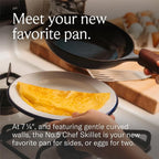 Field Company No.5 Cast Iron Chef Skillet – 7.5-Inch Curved Wall Egg Pan, Pre-Seasoned for 1–2 Servings, Lighter & Smooth, Made in USA