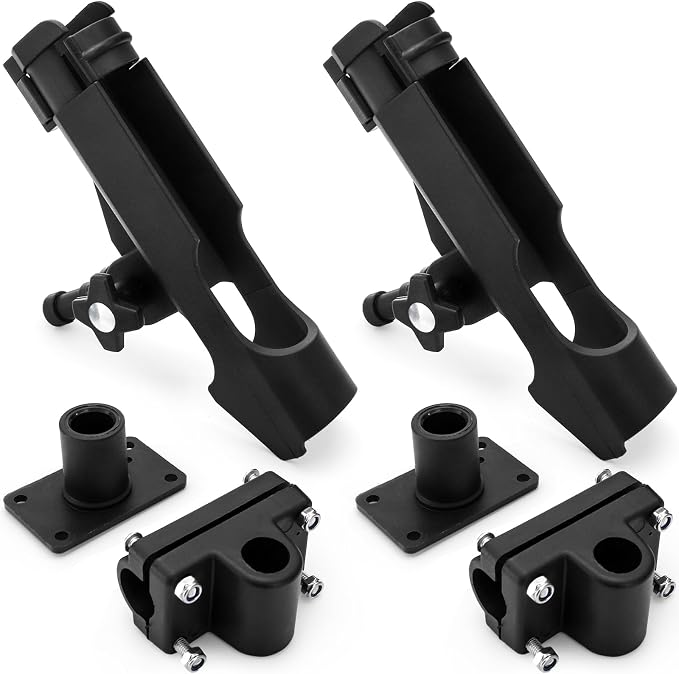 Bekith 2 Pack Fishing Rod Holder with Combo Mount, Adjustable Fishing Boat Rod Holder, Black Finish