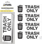 Trash Sticker for Outdoor Trash Can, Garbage Can - 3-5 Year Indoor/Outdoor Rated - Heavy Duty, Weather Proof, Ultra Durable - USA Made (6x2 inch), 4 Labels