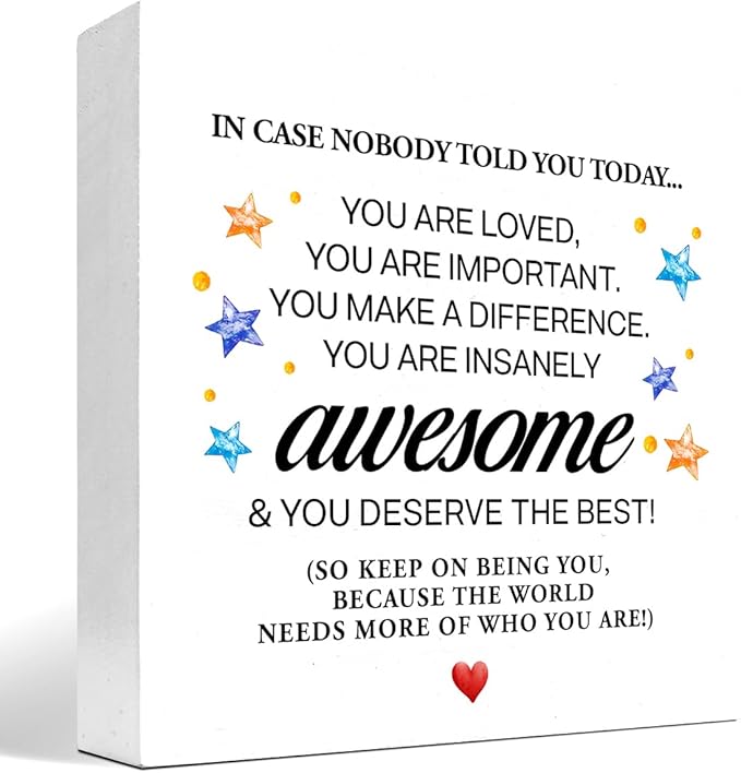 In Case Nobody Told You Today You are Awesome Wood Block Sign Desk Decor,Inspirational Encouragement Wooden Box Plaque Sign Desk Decor for Classroom Home Office Dorm Shelf Table Decorations
