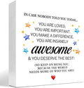 In Case Nobody Told You Today You are Awesome Wood Block Sign Desk Decor,Inspirational Encouragement Wooden Box Plaque Sign Desk Decor for Classroom Home Office Dorm Shelf Table Decorations