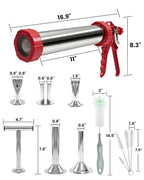 2LB Jerky Gun Kits, Sausage Stuffer, Stainless Steel Beef Meat Maker, Beef Stick Gun, Jerky Shooter Cannon with 5 Versatile Nozzles, 5 Cleaning Brushes and 1 Meat Pusher, Gifts for Women Men