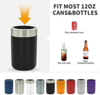 TAHOE TRAILS Stainless Steel 12oz Vacuum Insulated Can and Bottle cooler| Double Wall Can Cooler For Cans and Bottles | Copper Plated Can Chiller and Metal Cooler | Black