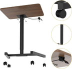 28-Inch Height Adjustable Laptop Desk, Sit-to-Stand Desk with Lockable Wheels, Rolling Standing Mobile Desk Cart for Home Office Classroom (Coffee)