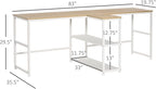 HOMCOM 83" Two Person Computer Desk with 2 Storage Shelves, Double Desk Workstation with Book Shelf, Long Desk Table for Home Office, Natural