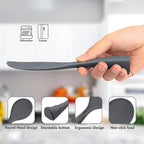 Silicone Standing Rice Spatula with Non-Stick Paddle, Heat Resistant Rice Cooker Spoon, Serving Spoon - Space Gray