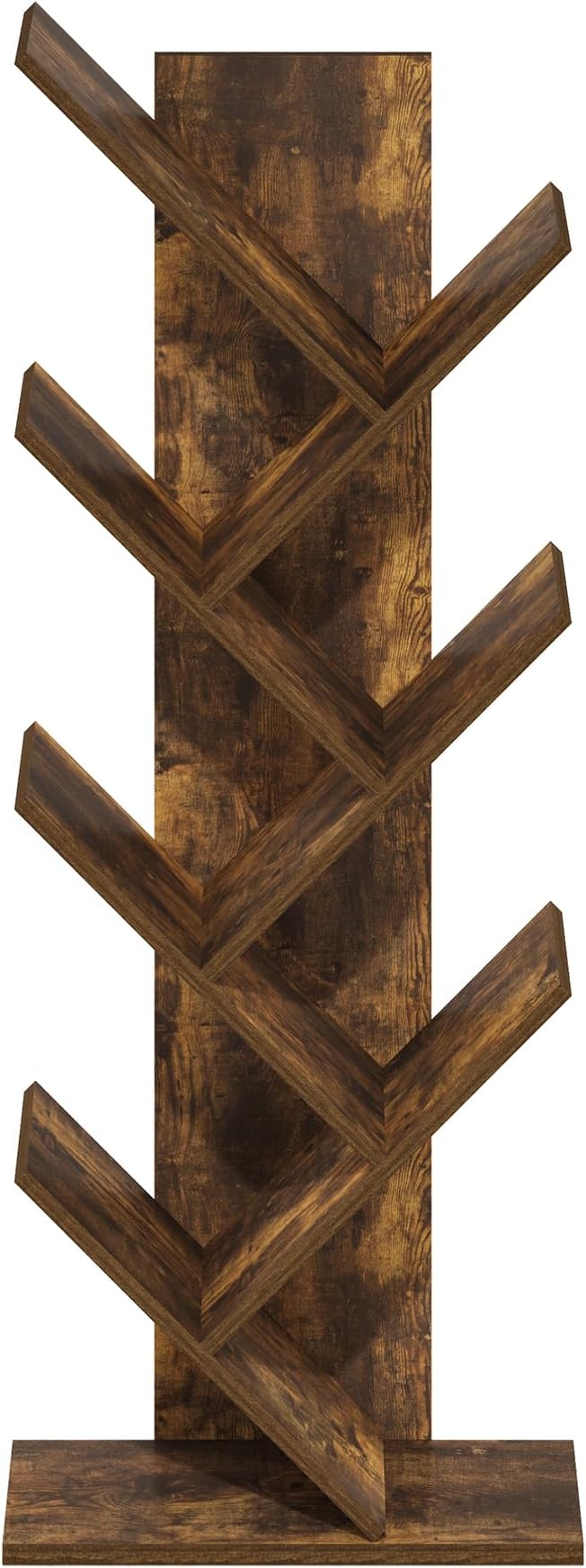 Furinno Tree Bookshelf 7-Tier Floor Standing Tree Bookcase, Amber Pine