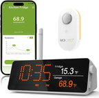 MOCREO WiFi Remote Refrigerator Thermometer, 1/3 Mile Long Range Freezer Alarm, IP66 Waterproof, App Email Alert, with Digital Monitor Hub, 1 Smart Wireless Temperature Sensor for Kitchen, Fridge, RV