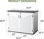Aoxun Outdoor Storage Cabinet 35 Cu.Ft Outdoor Trash Can Storage Shed Waterproof Horizontal Storage Shed Outdoor Storage for Garbage Bin, Generator, and Lawn Mower (White)