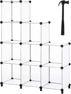 HOMIDEC Closet Organizers and Storage, 9 Cube Storage Organizer, Portable Closet Organizer Storage Cubes Shelves for Clothes, Bedroom, Wardrobe, Kids Room, Bathroom, Transparent | Portable Closet Organizer, Storage Cubes Shelves, for Bedroom, Kids Room...