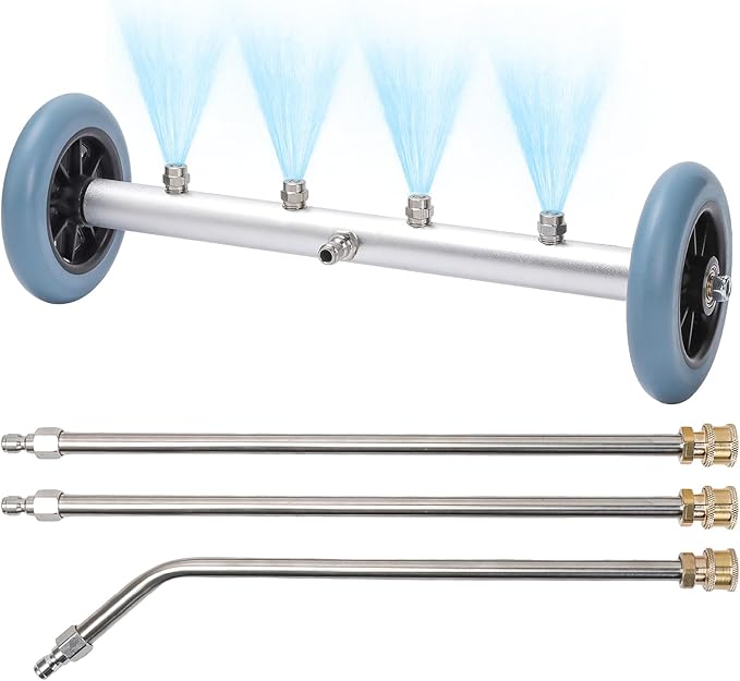 16 Inch Undercarriage Pressure Washer Attachment, Pressure Washer Undercarriage Cleaner, Under Car Washer Attachment with 3 Extension Wand, 4000 PSI
