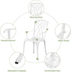 Patio Bistro Set 3 Piece with Umbrella Hole, Outdoor Bistro Table and Chairs Set of 2, Patio Bistro Set 3 Piece white, Cast Aluminum Furniture for Park Yard Front Porch