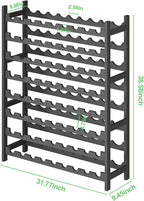 Bamboo Large Wine Rack, 8-Tier Freestanding Floor Bottle Storage Holder | 72-Bottle Storage | Wooden Wine Storage Organizer Shelves for Kitchen Bar, Cellar, & Dining Room | Black | Anti-Tip Kit