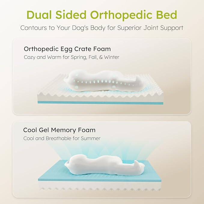 Jumbo Orthopedic Dog Bed for Extra Large Dogs With Cooling Gel Memory Foam, Waterproof, Removable Washable Cover, 45" Sofa Couch, Dutch Velvet With Bone Toy, Brown