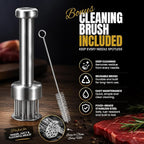 Stainless Steel Meat Tenderizer Tool with 21 Sharp Needles – Blade Tenderizer for Chicken, Beef, Steak – Heavy Duty Meat Pounder Hammer, Easy Grip Kitchen Gadget for Cooking & Chef Tools