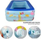 Inflatable Swimming Pool with Inflatable Soft Floor, 70" x 55" x 24" Blow Up Pool for Kids and Adults, Ocean World Kiddie Pool for Backyard, Garden, Outdoor, Party